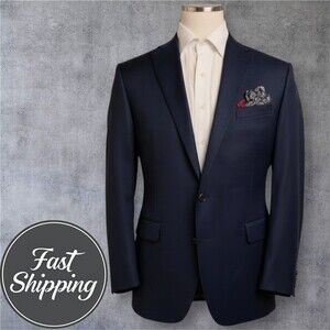 HART SHAFFNER MARX Chicago Men Navy Blazer 48XL Wool Sport Coat 2 Button Jacket